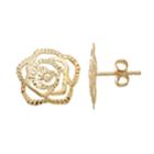 14k Gold Textured Rose Stud Earrings, Women's, Yellow