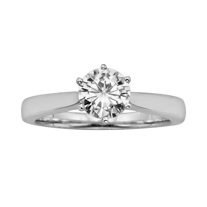 Forever Brilliant Round-cut Lab-created Moissanite Engagement Ring In 14k White Gold (1 Ct. T.w.), Women's, Size: 7