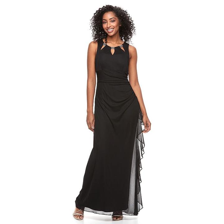 Women's Scarlett Ruffle Evening Gown, Size: 2, Black