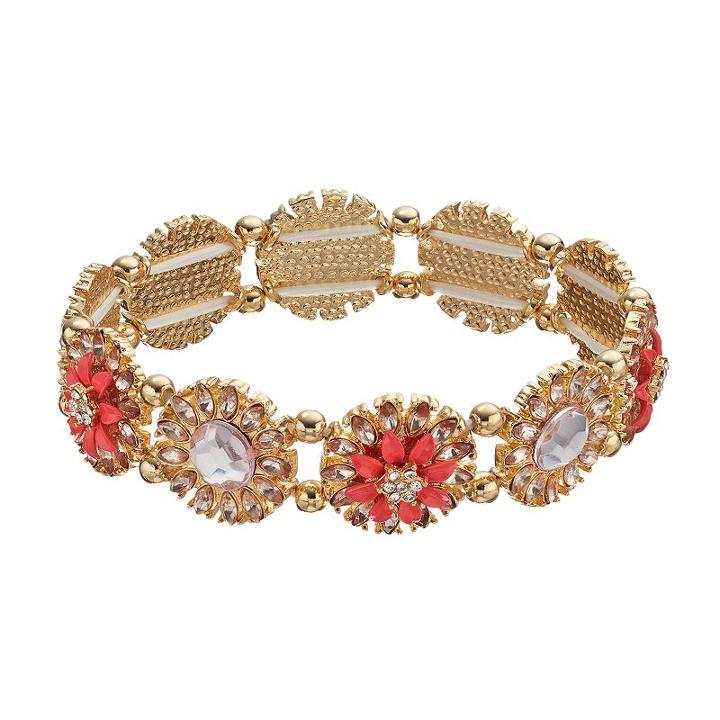 Lc Lauren Conrad Flower Link Stretch Bracelet, Women's, Pink