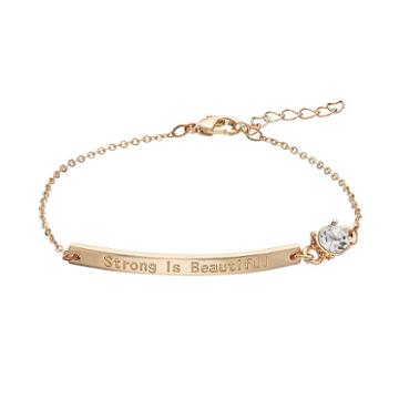 Loli Bijoux Breast Cancer Awareness Strong Is Beautiful Bar Link Bracelet, Women's, White