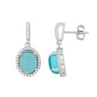 Sterling Silver Blue Glass & Cubic Zirconia Oval Halo Drop Earrings, Women's