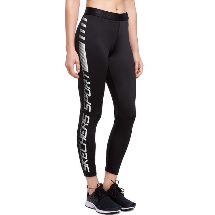 Women's Skechers Embossed Logo Ankle Leggings, Size: Small, Black