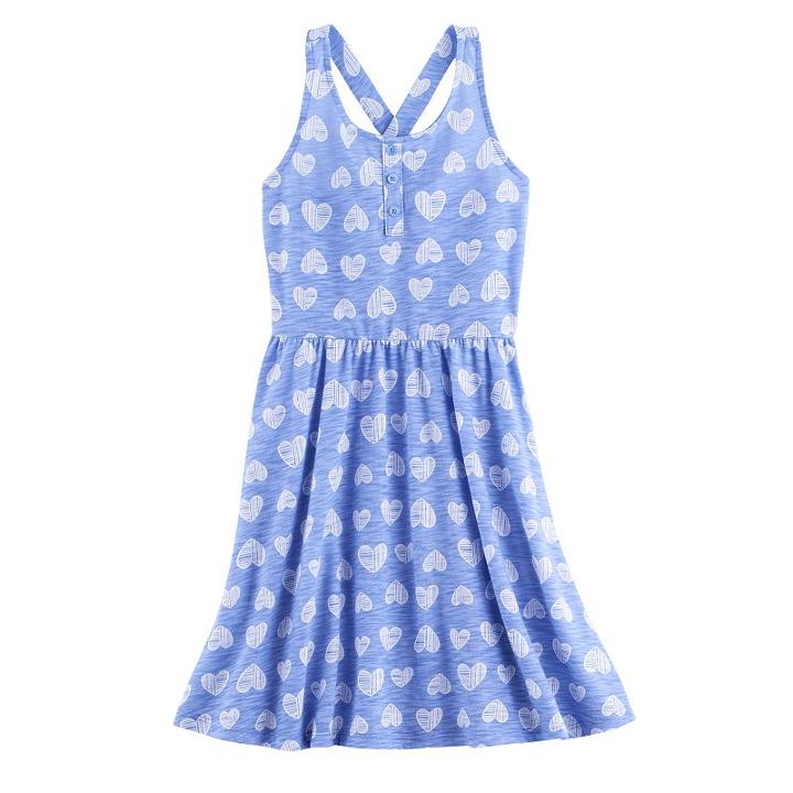 Girls 4-10 Jumping Beans&reg; Patterned Henley Crossback Dress, Size: 5, Blue (navy)
