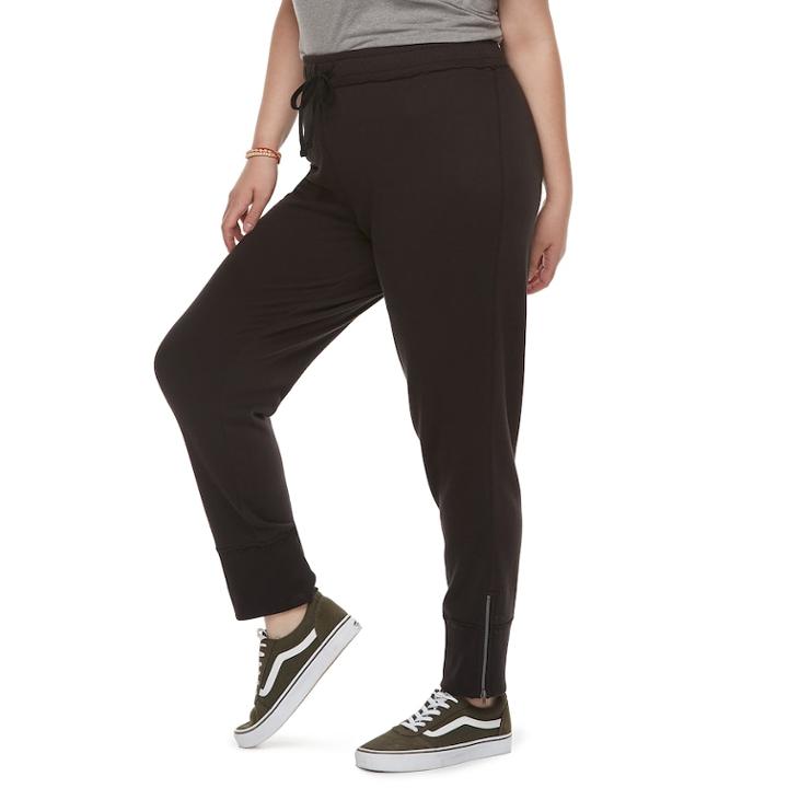 Juniors' Plus Size So&reg; Zipper Cuff Jogger Sweatpants, Teens, Size: 1xl, Black