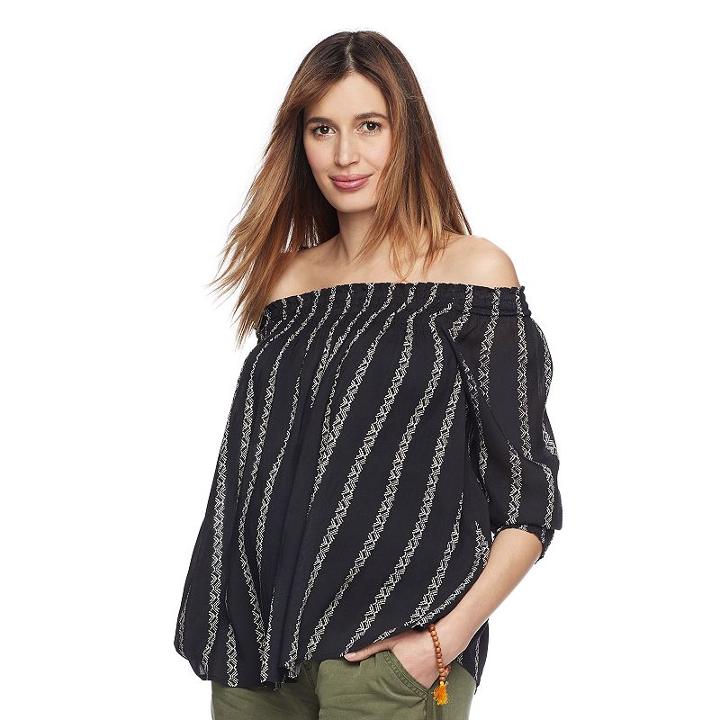 Maternity A:glow Off-the-shoulder Smocked Top, Women's, Size: Xl-mat, Black