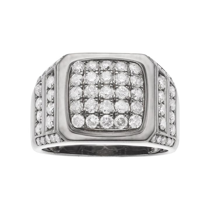 Men's Gunmetal Sterling Silver 2 Carat T.w. Diamond Ring, Size: 10, White