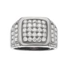 Men's Gunmetal Sterling Silver 2 Carat T.w. Diamond Ring, Size: 10, White