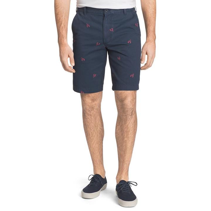 Men's Izod Classic-fit Schiffli Flat-front Shorts, Size: 33, Dark Blue