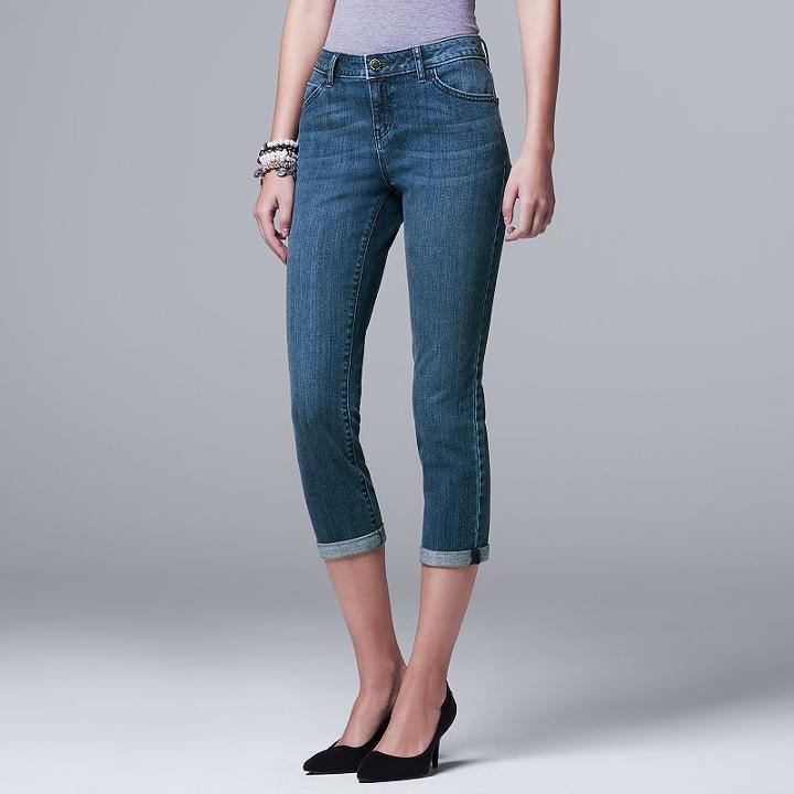 Women's Simply Vera Vera Wang Ripped Boyfriend Jeans, Size: 12, Brt Blue