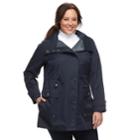Plus Size Women's Weathercast Hooded Performance Anorak Jacket, Size: 3xl, Blue (navy)