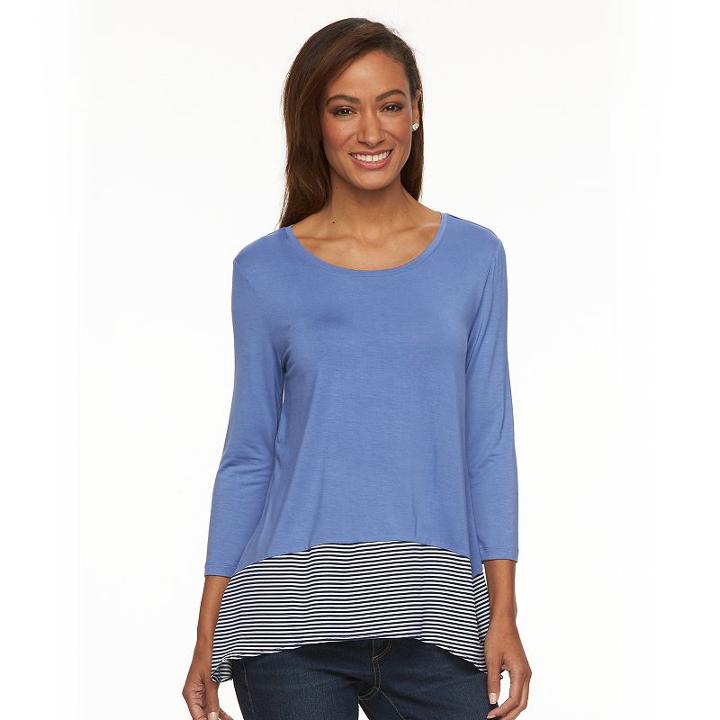 Women's Croft & Barrow&reg; Handkerchief-hem Top, Size: Xxl, Dark Blue