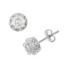 Sterling Silver White Topaz And Diamond Accent Frame Stud Earrings, Women's