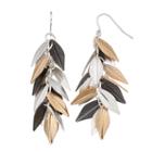 Mudd&reg; Tri Tone Leaf Cluster Nickel Free Drop Earrings, Women's, Multicolor