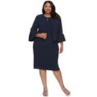 Plus Size Maya Brooke Bell Sleeve Jacket & Dress Set, Women's, Size: 22 W, Blue (navy)