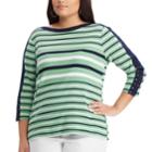 Plus Size Chaps Stripe Top, Women's, Size: 2xl, Green