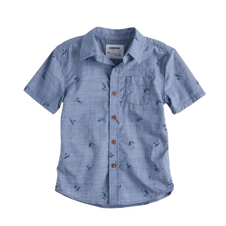 Boys 4-10 Sonoma Goods For Life&trade; Woven Shirt, Size: 5, Light Blue