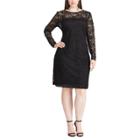Plus Size Chaps Lace Overlay Sheath Dress, Women's, Size: 16 W, Black