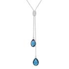 David Tutera Sterling Silver Simulated Blue Topaz & Cubic Zirconia Lariat Pendant, Women's, Size: 17
