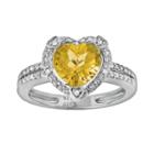 Sterling Silver Citrine And Diamond Accent Heart Frame Ring, Women's, Size: 8, Orange