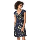 Petite Chaps Printed A-line Dress, Women's, Size: Xl Petite, Blue (navy)