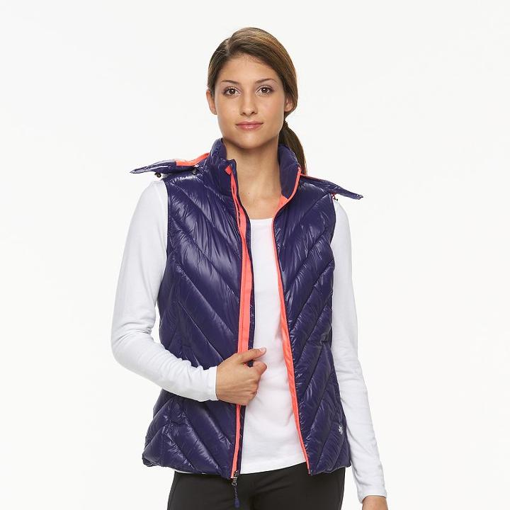 Women's Tek Gear&reg; Hooded Puffer Vest, Size: Medium, Drk Purple
