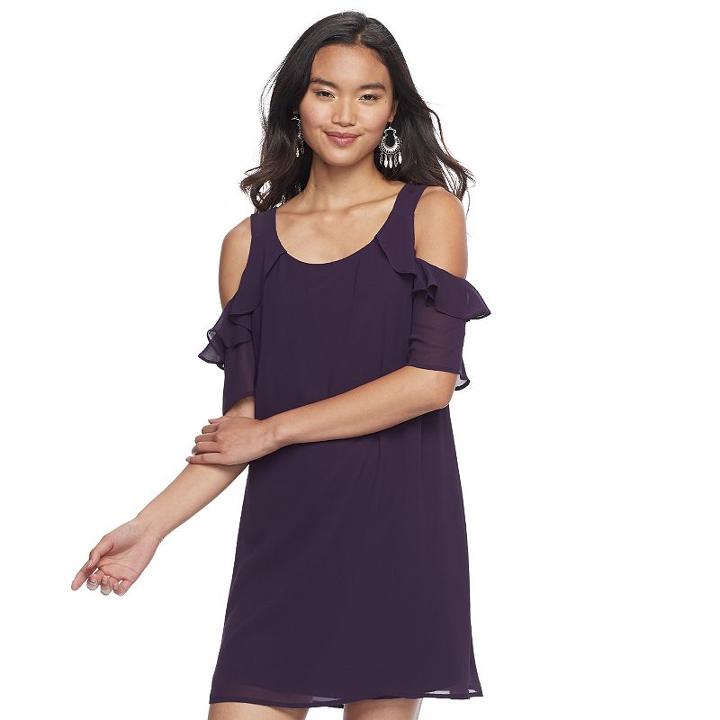 Juniors' Speechless Cold Shoulder Shift Dress, Teens, Size: Medium, Drk Purple