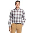 Men's Izod Classic-fit Plaid Flannel Button-down Shirt, Size: Small, White