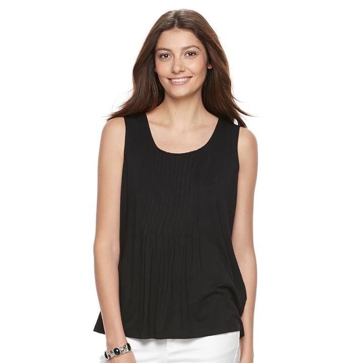 Women's Croft & Barrow&reg; Pintuck Tank, Size: Xl, Black