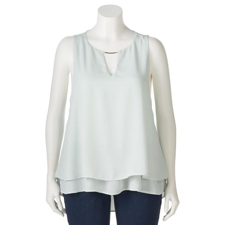 Juniors' Plus Size Heartsoul Keyhole Split Back Top, Girl's, Size: 2xl, Lt Green