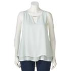 Juniors' Plus Size Heartsoul Keyhole Split Back Top, Girl's, Size: 2xl, Lt Green