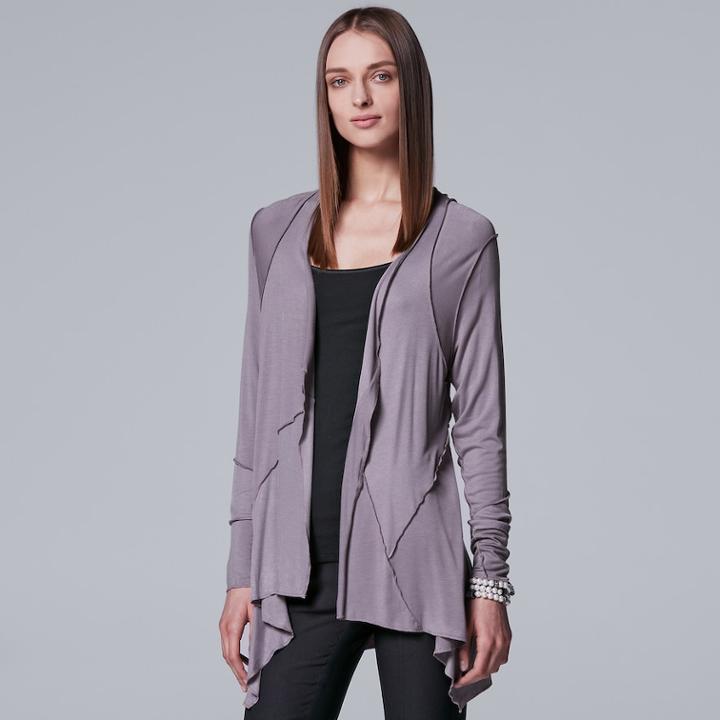 Women's Simply Vera Vera Wang Textured Handkerchief Cardigan, Size: Small, Med Purple