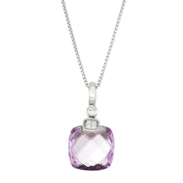 Sterling Silver Amethyst & White Topaz Pendant Necklace, Women's, Size: 18, Purple