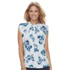 Women's Elle&trade; Pleated Mockneck Top, Size: Xs, Light Blue