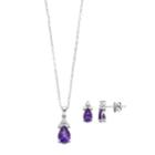 Sterling Silver African Amethyst & Cubic Zirconia Jewelry Set, Women's, Purple