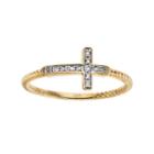 14k Gold Over Silver Diamond Accent Sideways Cross Ring, Women's, Size: 8, White