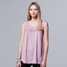 Women's Simply Vera Vera Wang Mixed-media Tank, Size: Xl, Med Purple