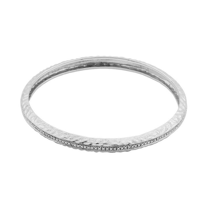 Sterling Silver Diamond Accent Bangle Bracelet, Women's, Size: 8, Grey