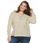 Juniors' Plus Size It's Our Time Lace-up Sweater, Teens, Size: 2xl, Beige