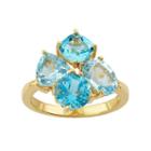 18k Gold Over Silver Sky Blue Topaz & Swiss Blue Topaz Cluster Ring, Women's, Size: 6