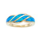 14k Gold Over Silver Lab-created Blue Opal Wave Ring, Women's, Size: 9