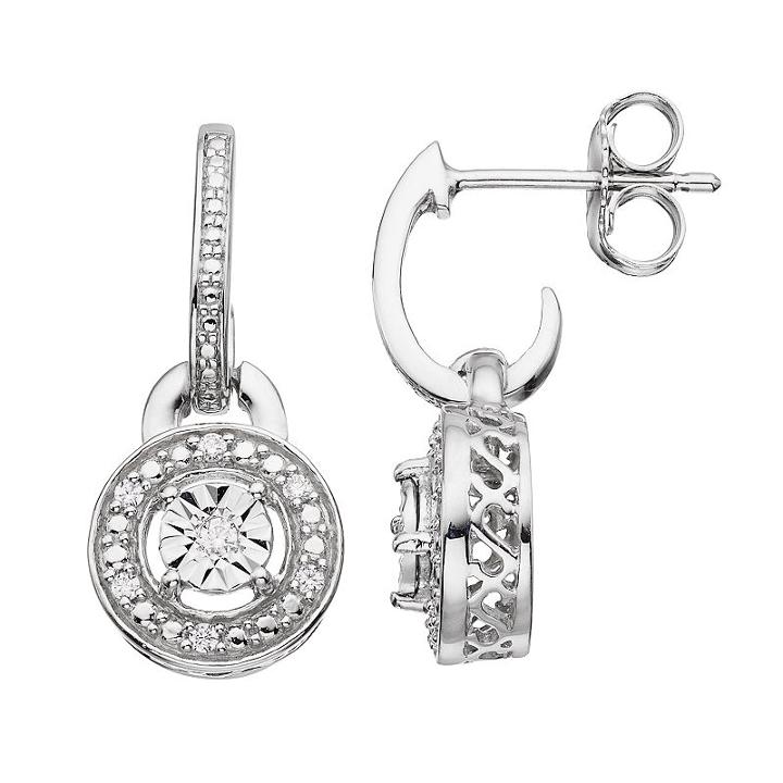 Sterling Silver Diamond Accent Drop Earrings, Women's, Grey