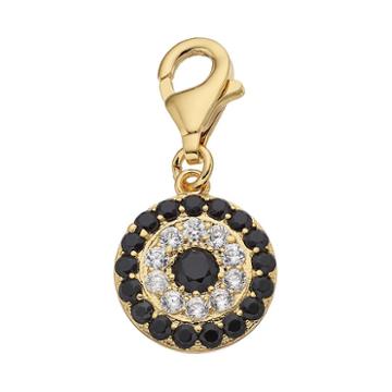 Tfs Jewelry 14k Gold Over Black & White Cubic Zirconia Eye Charm, Women's