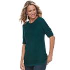 Women's Croft & Barrow&reg; Textured Roll-tab Boatneck Sweater, Size: Medium, Dark Blue