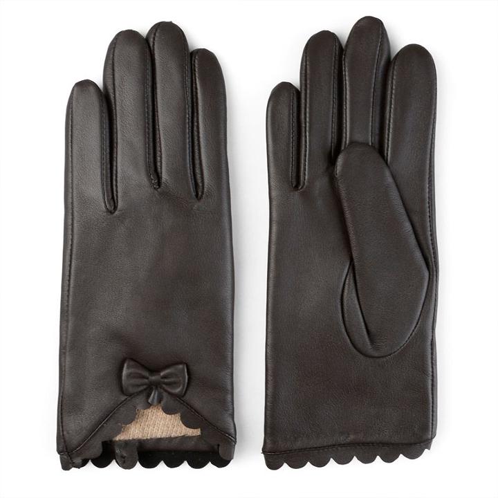 Women's Journee Collection Leather Wool Lined Gloves, Size: Large, Brown