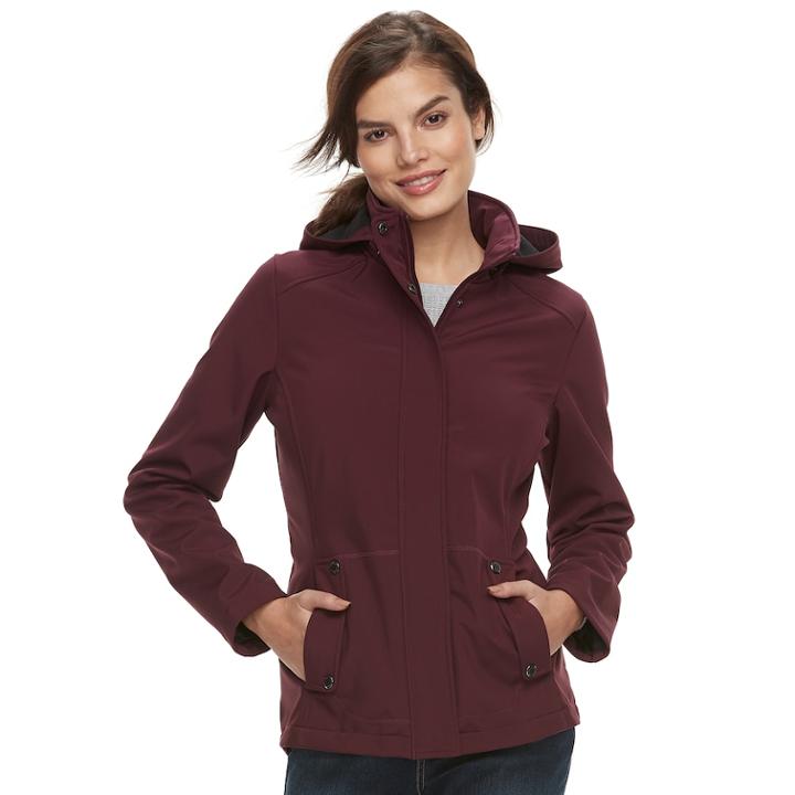 Women's Weathercast Hooded Soft Shell Jacket, Size: Xl, Red