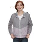 Juniors' Pink Republic Colorblock Hooded Windbreaker Jacket, Teens, Size: Medium, Grey