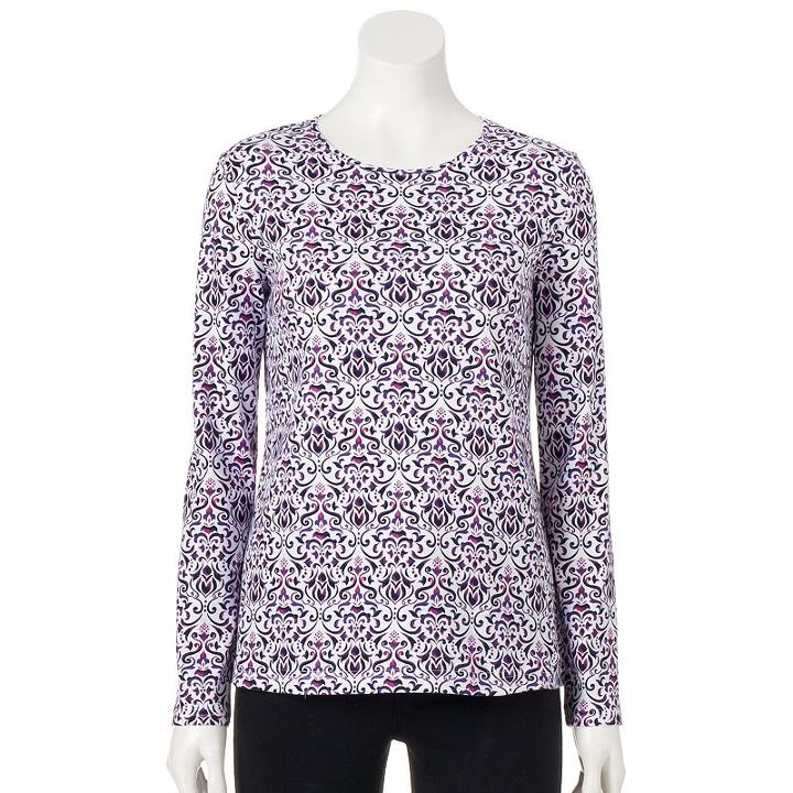 Women's Croft & Barrow&reg; Classic Crewneck Tee, Size: Xxl, Purple