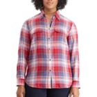 Plus Size Chaps Plaid Twill Shirt, Women's, Size: 2xl, Red