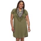Plus Size World Unity T-shirt Dress & Scarf Set, Women's, Size: 2xl, Dark Green